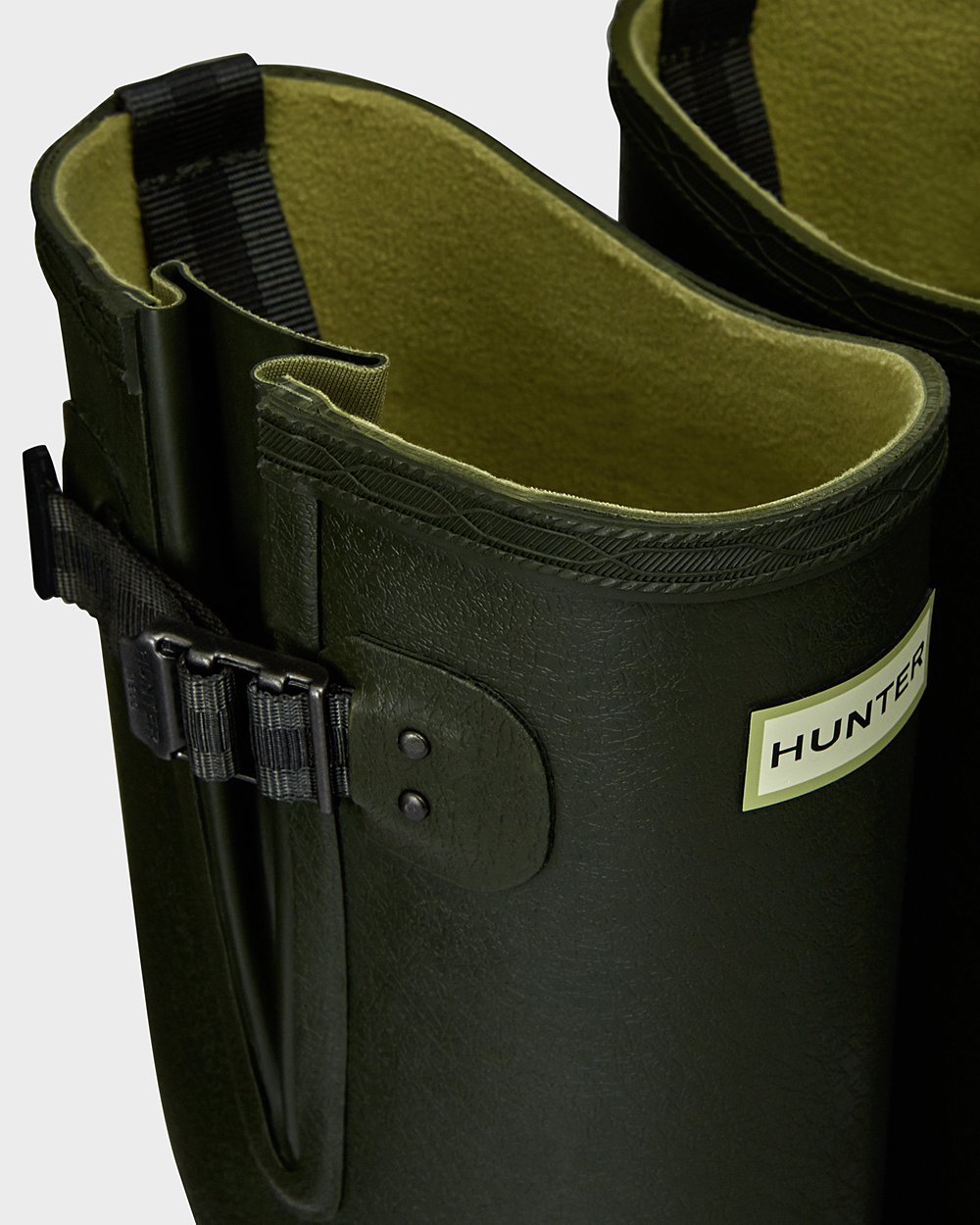 Bottes Hautes de Pluie Hunter Balmoral Bamboo Carbon Homme Vert Foncé Olive JFDZRCW-92